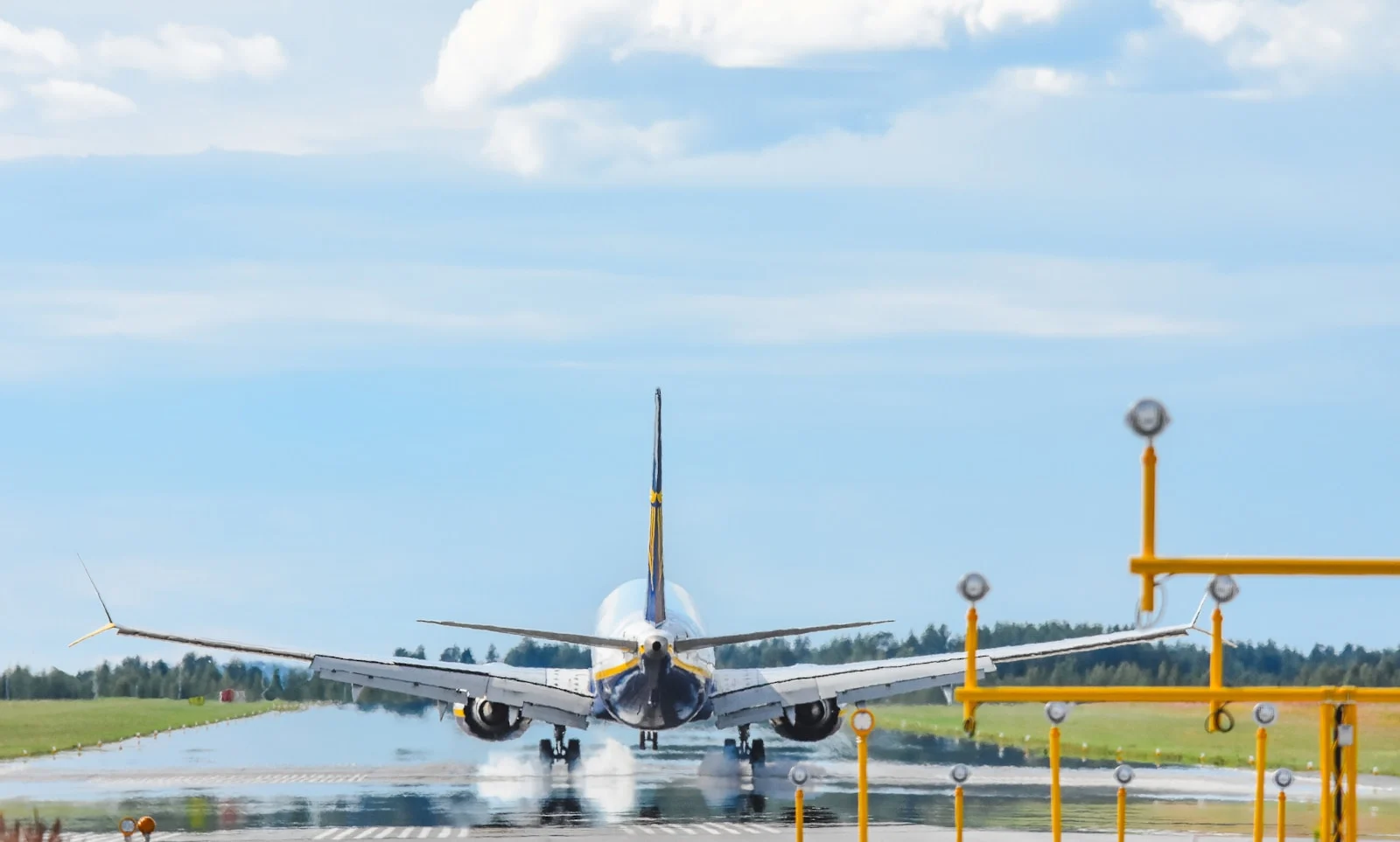 a plane on the runway